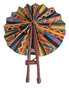 Éventail en wax et cuir fait main – Accessoire artisanal chic et unique 2