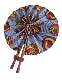 Éventail en wax et cuir fait main – Accessoire artisanal chic et unique 2