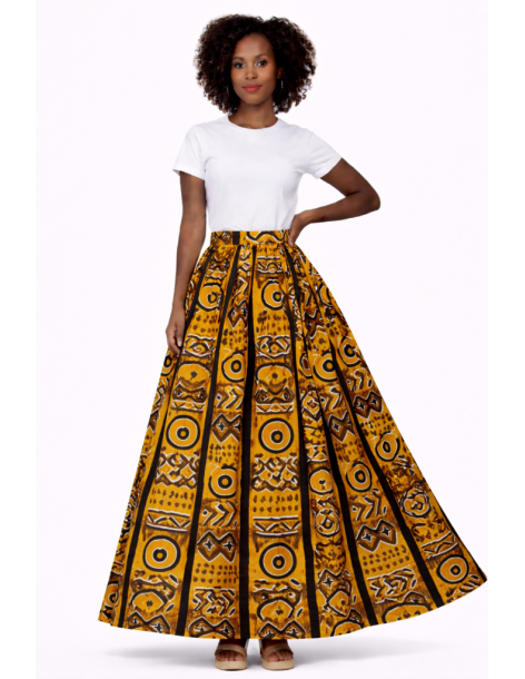 Jupe wax bogolan longue 2