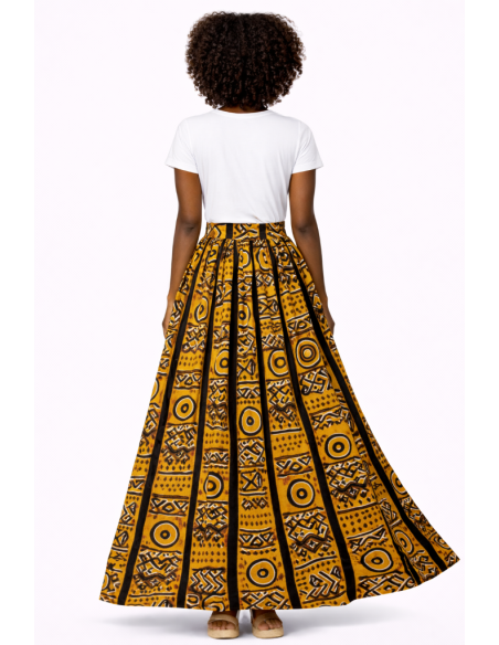 Jupe wax bogolan longue