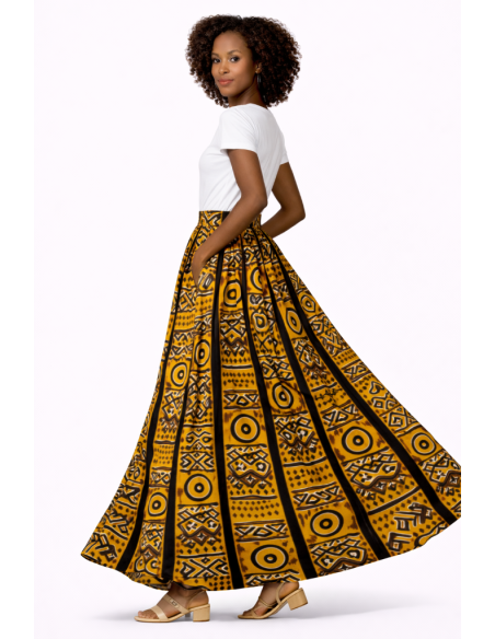 Jupe wax bogolan longue