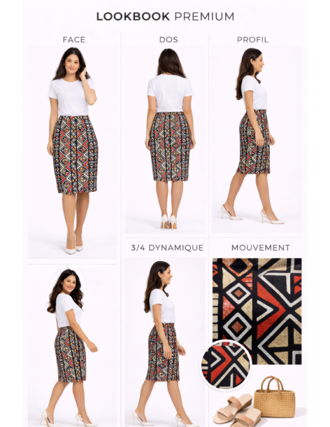 jupe crayon bogolan 2