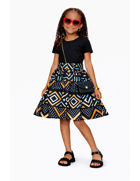 Jupe wax bogolan enfant