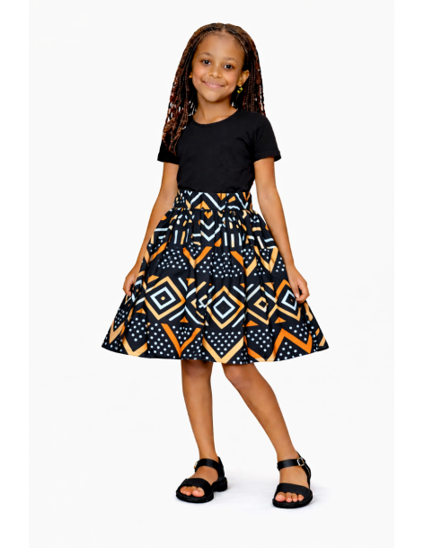 Jupe wax bogolan enfant
