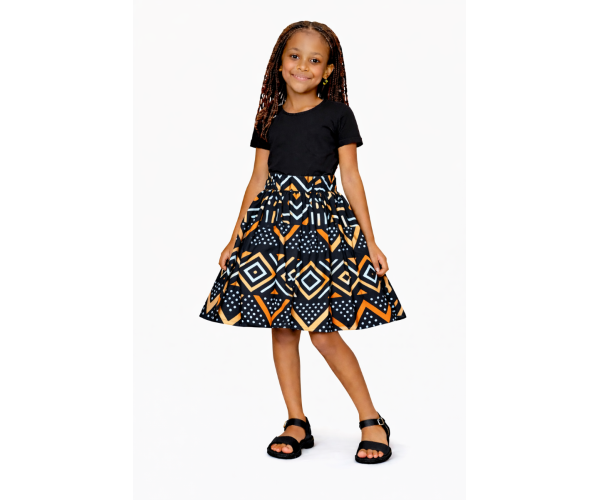 Jupe wax bogolan enfant