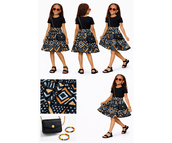 Jupe wax bogolan enfant