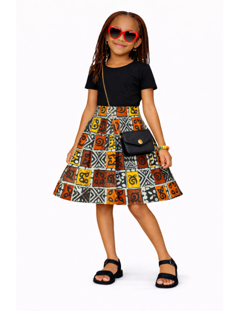 Jupe wax bogolan enfant