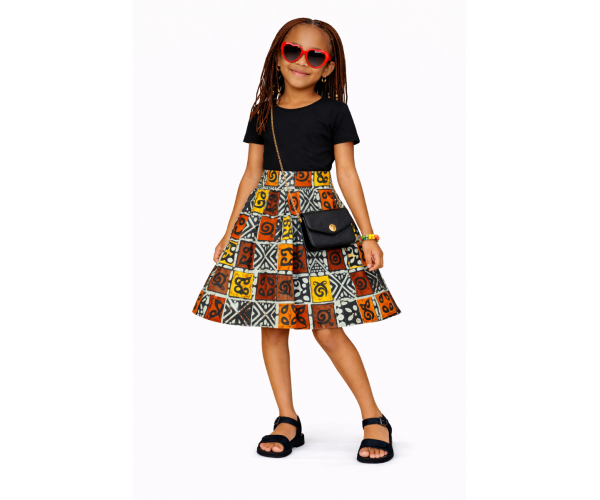 Jupe wax bogolan enfant