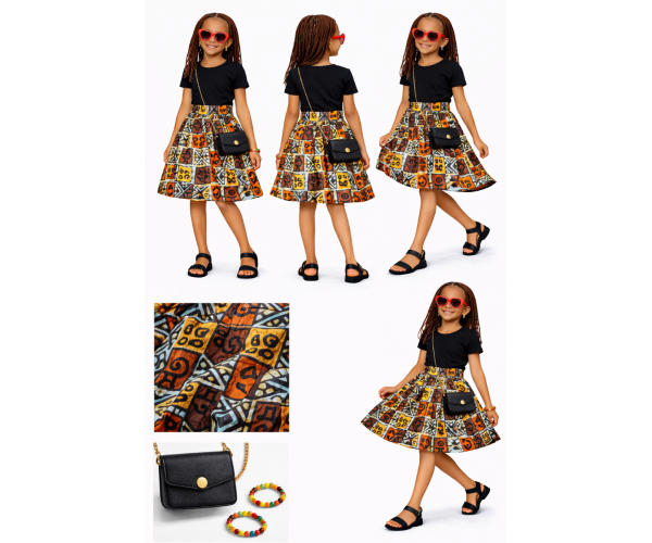 Jupe wax bogolan enfant