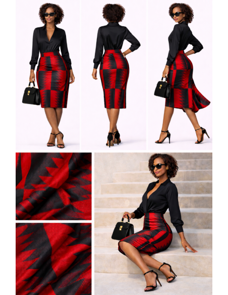 Jupe wax africaine crayon