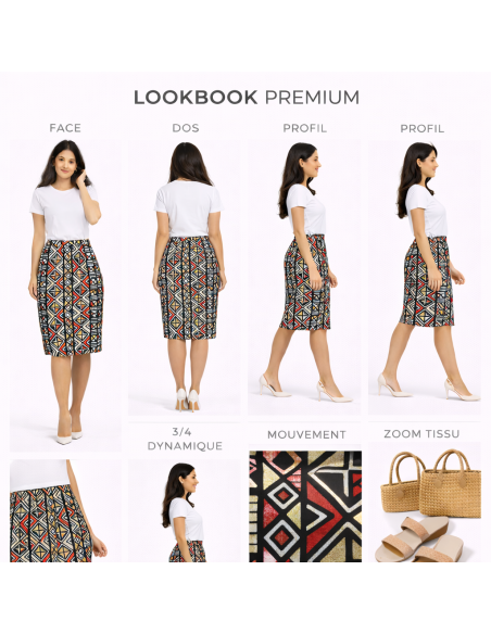 Jupe wax motif africain bogolan