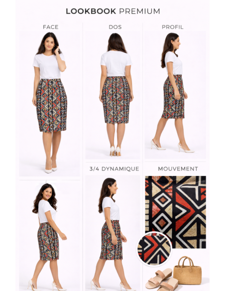 Jupe wax africaine bogolan