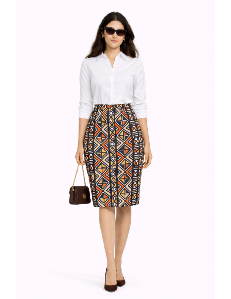 Jupe wax ethnique bogolan