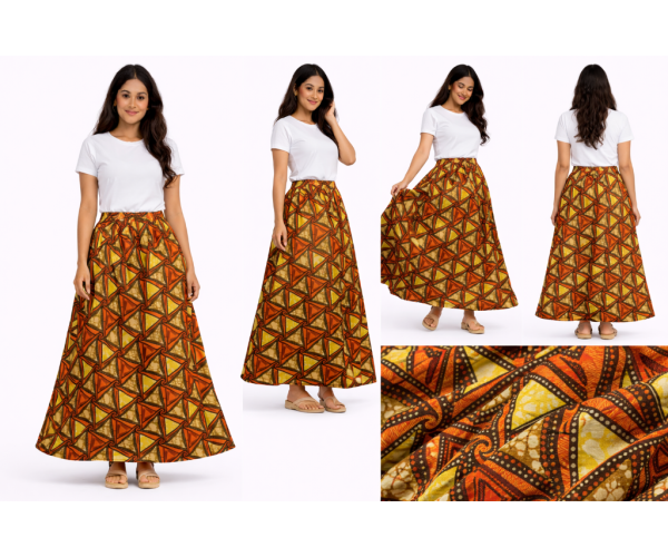 Jupe wax motif africain