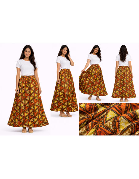 Jupe wax motif africain
