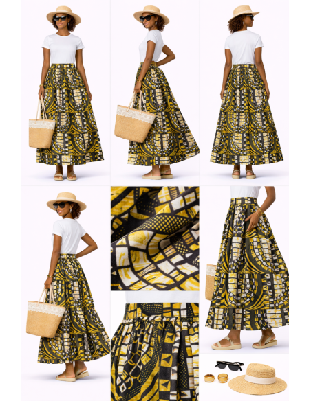 Jupe wax motif africain