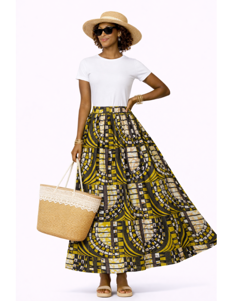 Jupe wax motif africain