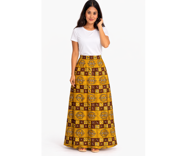 Jupe bogolan taille haute