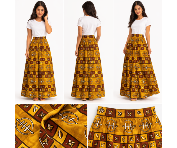 Jupe bogolan taille haute