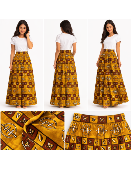 Jupe bogolan taille haute