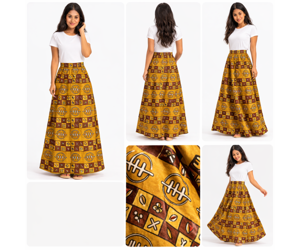 Jupe bogolan taille haute