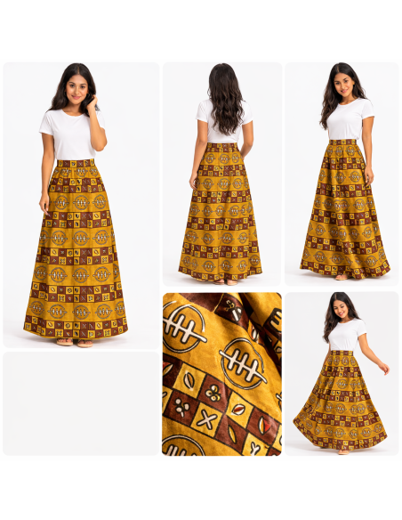 Jupe bogolan taille haute