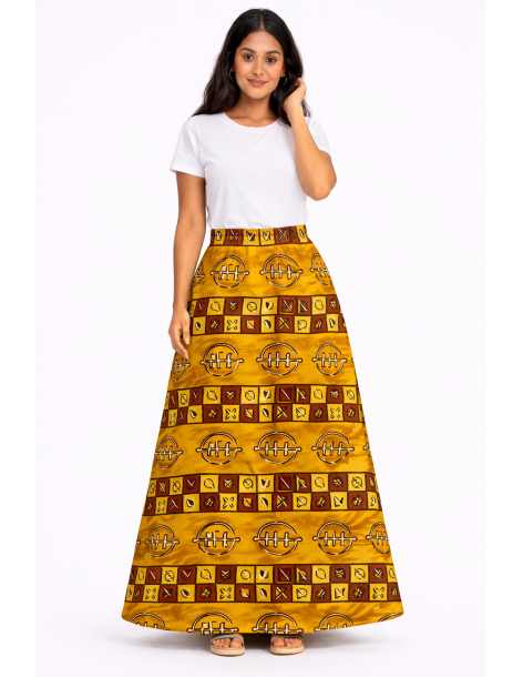 Jupe bogolan taille haute