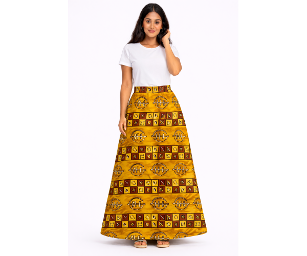 Jupe bogolan taille haute