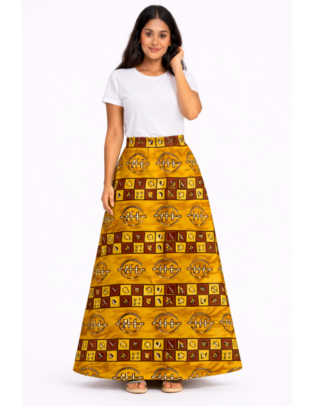 Jupe bogolan taille haute