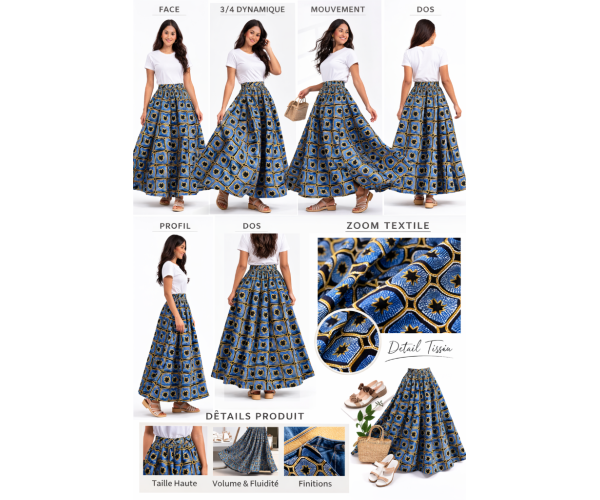 Jupe wax taille haute