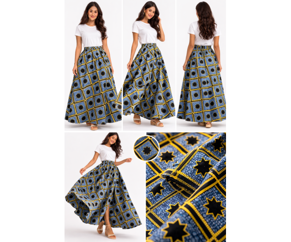 Jupe wax taille haute