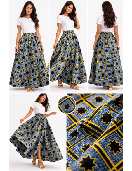 Jupe wax taille haute