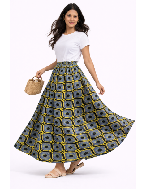 Jupe wax taille haute