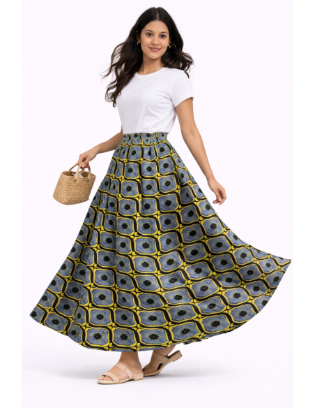 Jupe wax taille haute