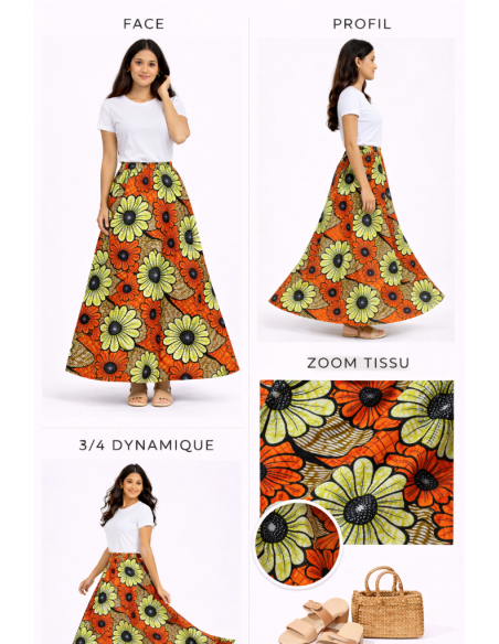 Jupe wax vetement africain