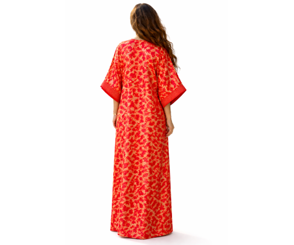 Kaftan satin et brocart strass