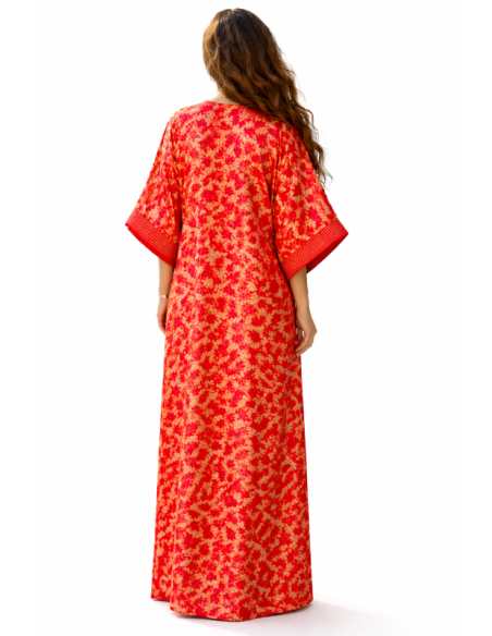 Kaftan satin et brocart strass