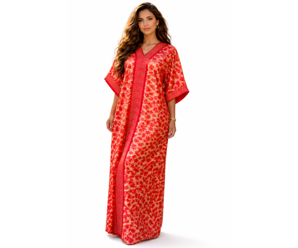Kaftan satin et brocart strass