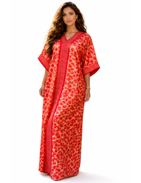 Kaftan satin et brocart strass