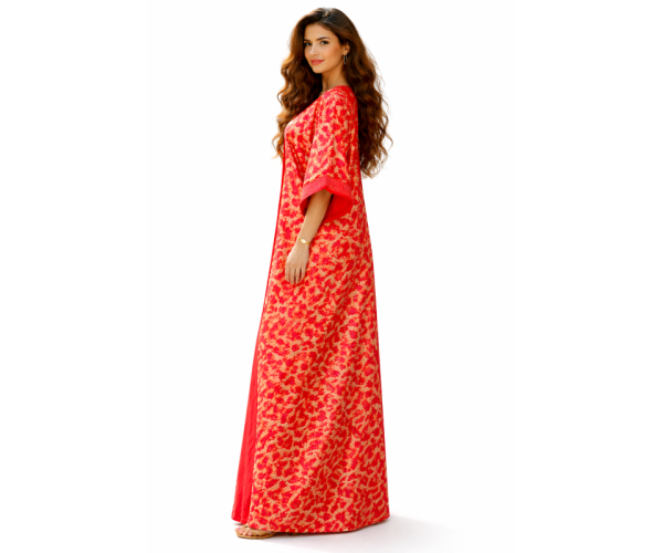 Kaftan satin et brocart strass