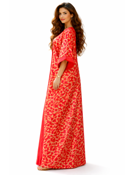 Kaftan satin et brocart strass