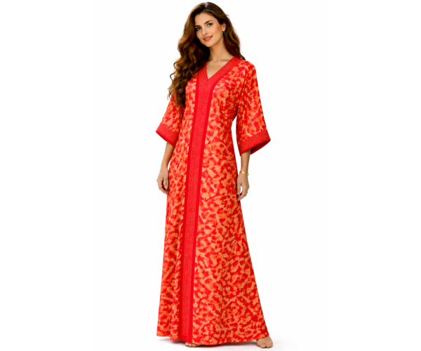 Kaftan satin et brocart strass