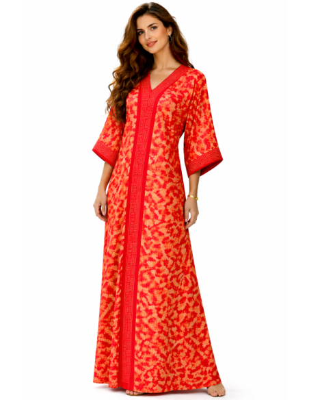 Kaftan satin et brocart strass