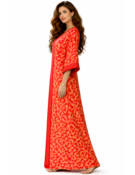 Kaftan satin et brocart strass