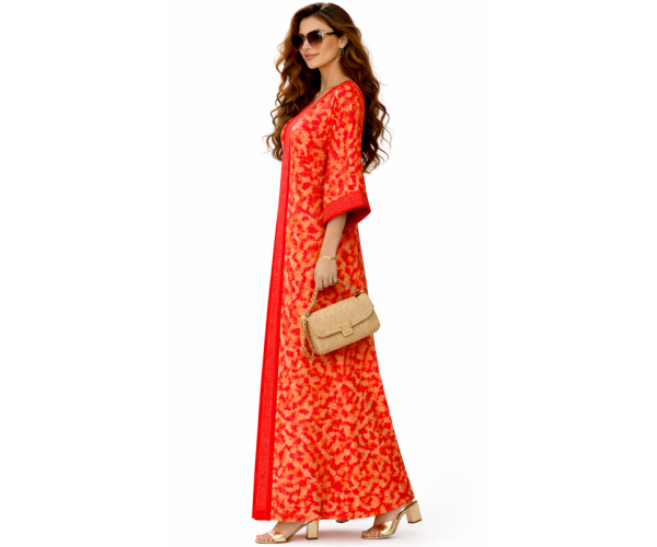 Kaftan satin et brocart strass