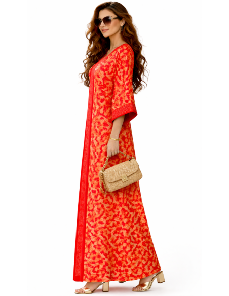 Kaftan satin et brocart strass