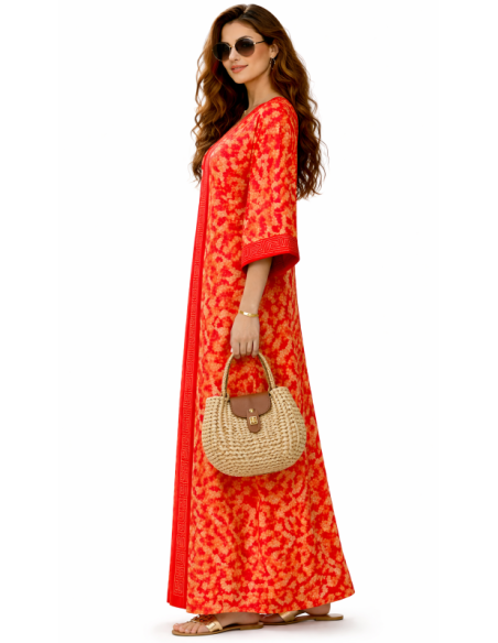 Kaftan satin et brocart strass