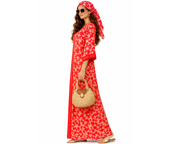 Kaftan satin et brocart strass