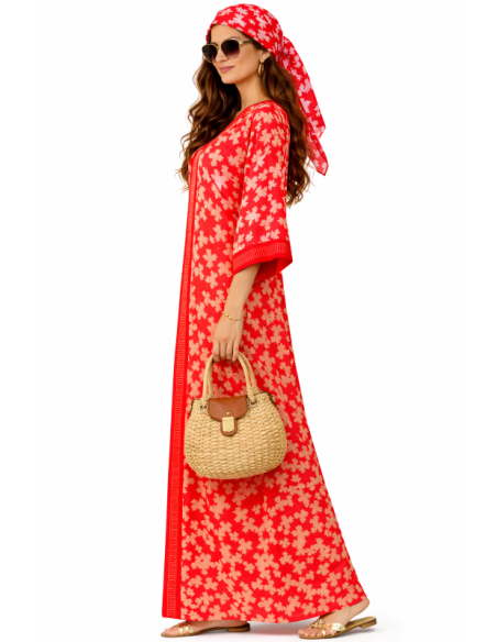 Kaftan satin et brocart strass