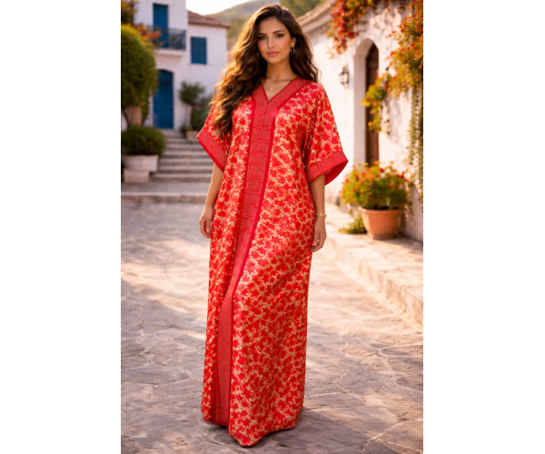 Kaftan satin et brocart strass